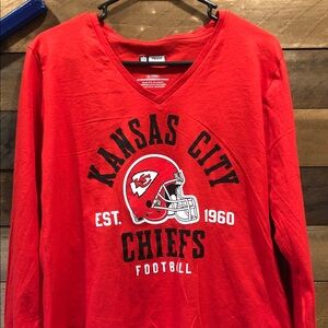 NFL Kansas City Chiefs Red Long Sleeve V-Neck Tee